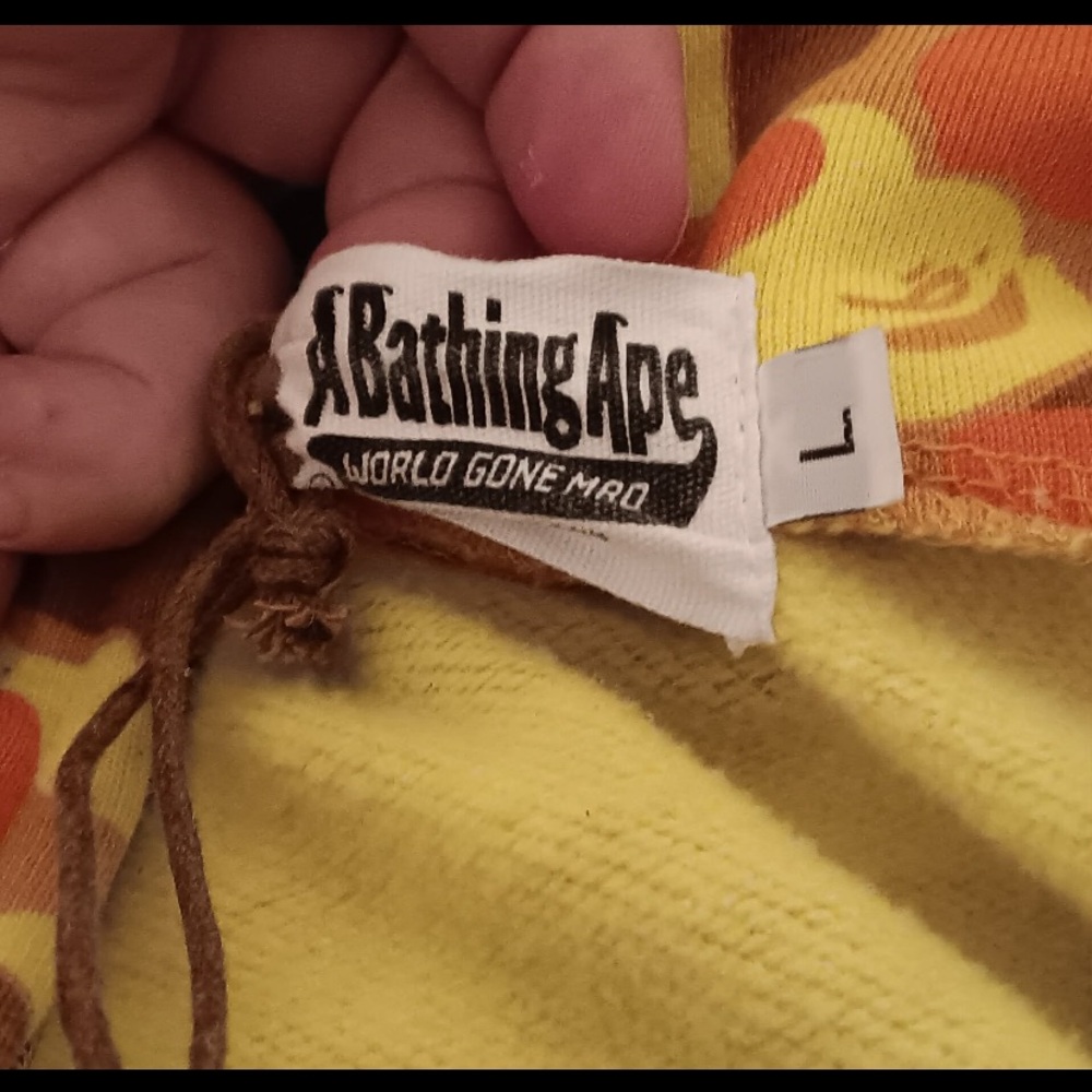 A Bathing Ape Yellow Graphic Hoodie Large